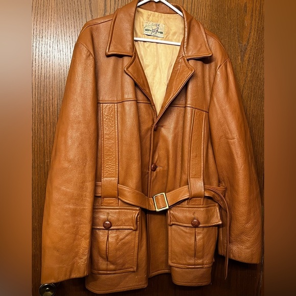 Custom Coat Co Other - Rare! Vtg 70s Custom Coat Co Deerskin Leather Coat, belted waist Men’s 2XL